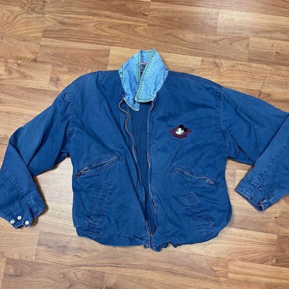 Mickey INC Womens Blue Embroidered Long Sleeve Denim Canvas Jacket Size Small - Picture 4 of 14